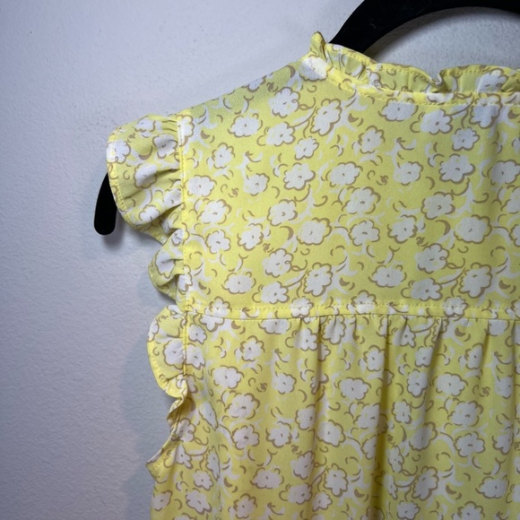 Loft Outlet Women's Sleeveless Floral Ruffle Half Button Blouse Top Yellow Small - Picture 11 of 14